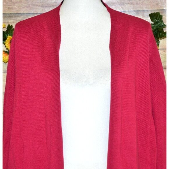Eileen Fisher Textured Open Front Long Cardigan Sweater Size 2X Tencel Silk - Picture 2 of 9